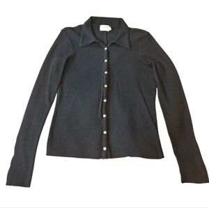 Nation LTD Black Ribbed Cardigan Shirt M
